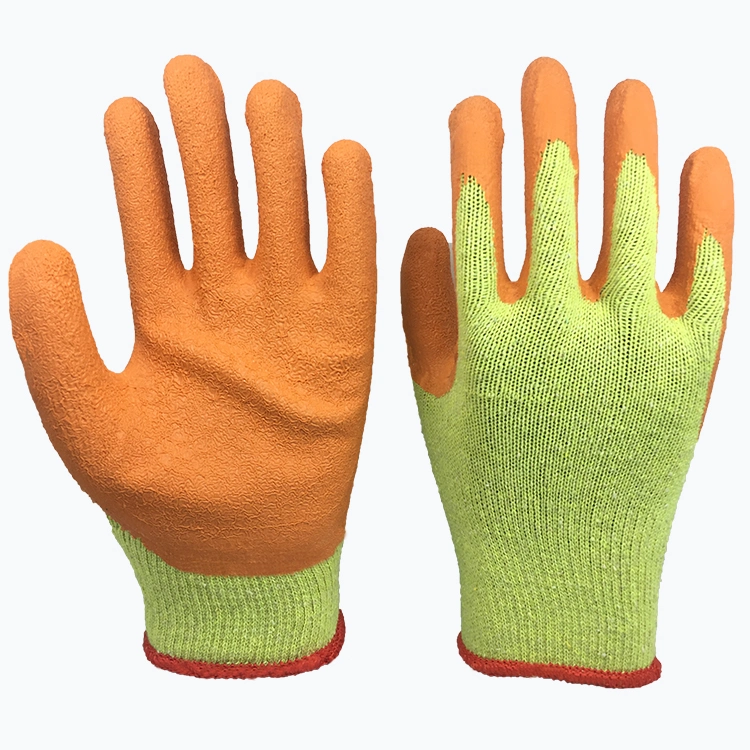 Good Price Poiycotton Knitted Liner Crinkle Latex Coated Work Safety Gloves