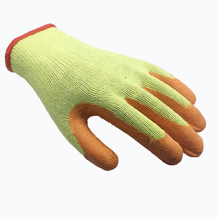 Good Price Poiycotton Knitted Liner Crinkle Latex Coated Work Safety Gloves