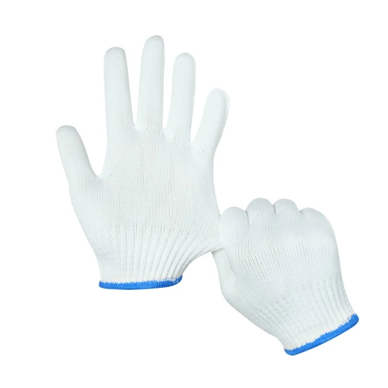 7/10gauge White Cotton Knitted Gloves Guantes
