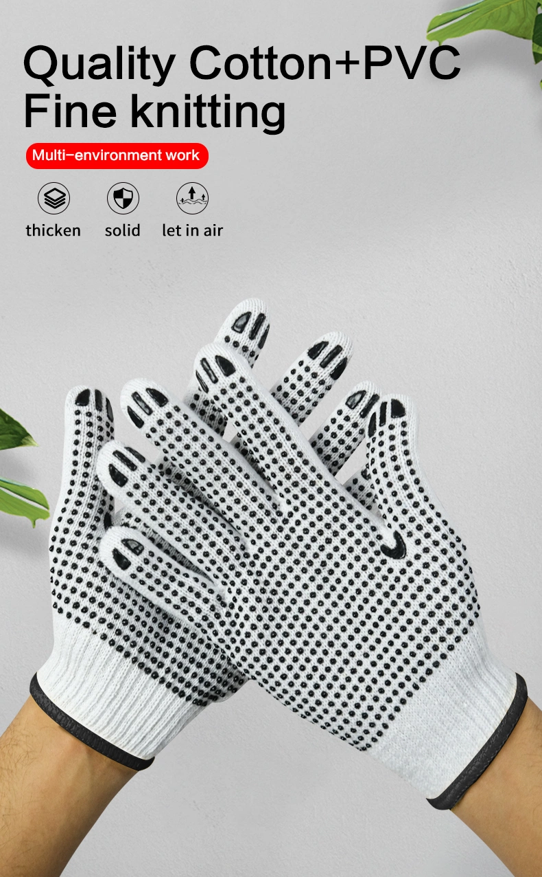 China Wholesale Safety Work Glove Labor/Working Guantes PVC Dotted/Dots Cotton Knitted Gloves