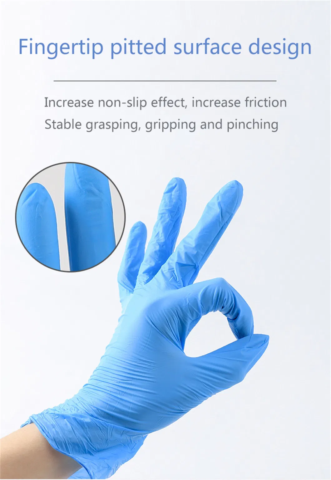 Water Proof Touch Screen Blue Pure Nitrile Gloves Examination Disposable Nitrile Gloves