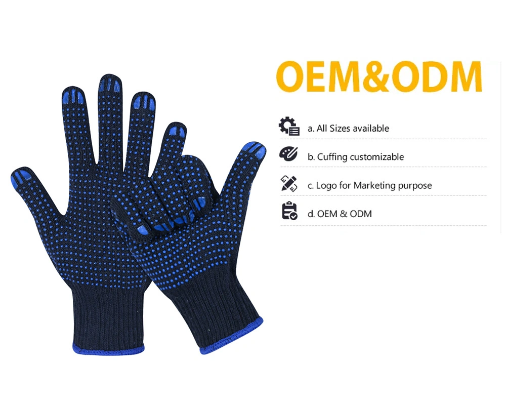 Labor Protection Wear Safety Work Double Sided PVC Dotted/Dots Cotton Knitted Gloves