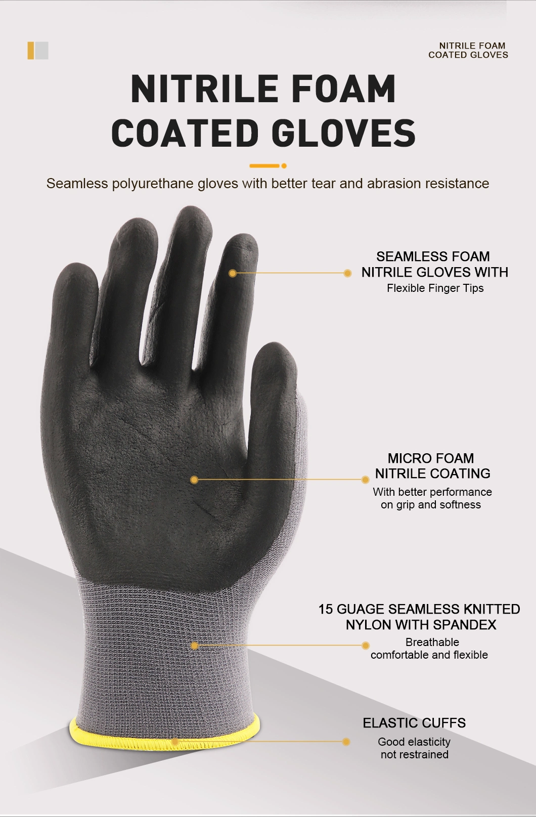 CE Maxiflex Type Nylon Spandex Ultra Micro Foam Nitrile Coated Safety Work Protective Gloves