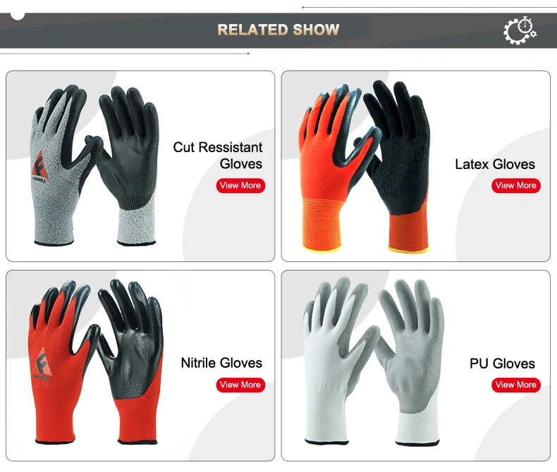 Knitted Polyester Nylon Wrinkle Latex Coated Rubber Working Safety Gloves Construction Garden