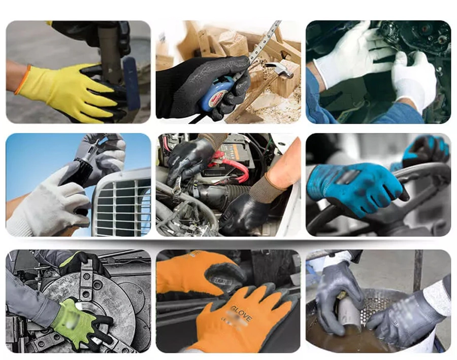 En388 Latex Wrinkled Coated Safety Work Gloves for Gardening Household