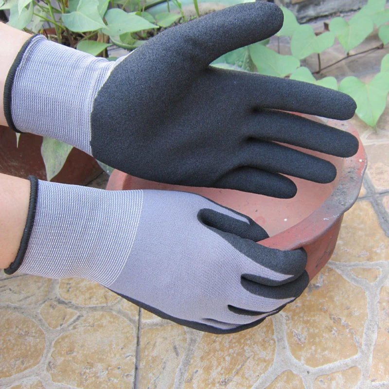 Protective Nylon Spandex Super Flex Sandy Nitrile Safety Work Gloves