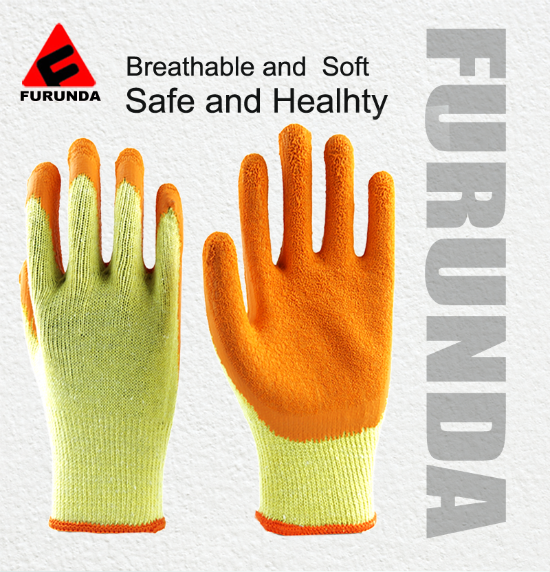 Industrial Safety Wrinkle Latex Hand Protective Wholesale Construction Anti Slip Grip Heavy Duty Latex Coated Working Gloves