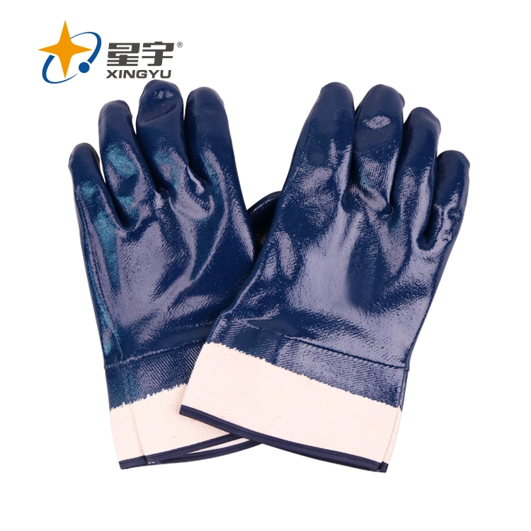 Xingyu Industrial Cotton Jersey Nitrile Full Coated Gloves with Oil Resistant and More Hand Protective