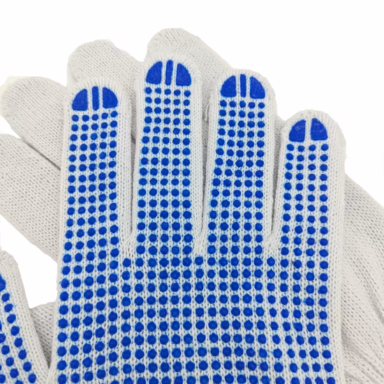 Custom Logo PVC Dotted/Dots Glove Working Guantes Safety Work Cotton Knitted Gloves