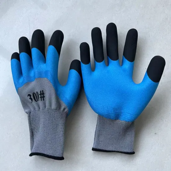 Breathable Fingers Double Foamed Latex Coated Work Gloves
