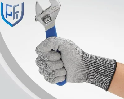 Recommend 13G Hppe Knitted Cut Resistant Liner PU Safety Hand Gloves